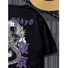 image:imageGORGLITTER Mens Graphic Print Short Sleeve T Shirt Dragon Summer Round Neck Casual Tee TopBlack Dragon