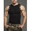 image:imageGORGLITTER Mens Grommet Cropped T Shirt Y2K Going Out Lace Up Crew Neck Sleeveless Shirts Party Club Tank TopsBlack