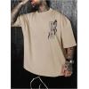 image:imageGORGLITTER Mens Japanese Letter Graphic Tee Top Oversized Short Sleeve Casual Aesthetic Print TShirtApricot Sword  Cherry Blossom