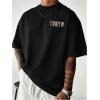 image:imageGORGLITTER Mens Japanese Letter Graphic Tee Top Oversized Short Sleeve Casual Aesthetic Print TShirtBlack Letter  Slogan