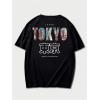 image:imageGORGLITTER Mens Japanese Letter Graphic Tee Top Oversized Short Sleeve Casual Aesthetic Print TShirtBlack Letter  Slogan