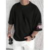 image:imageGORGLITTER Mens Japanese Letter Graphic Tee Top Oversized Short Sleeve Casual Aesthetic Print TShirtBlack Sakura  Samurai