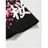image:imageGORGLITTER Mens Japanese Letter Graphic Tee Top Oversized Short Sleeve Casual Aesthetic Print TShirtBlack Sakura  Samurai