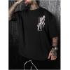 image:imageGORGLITTER Mens Japanese Letter Graphic Tee Top Oversized Short Sleeve Casual Aesthetic Print TShirtBlack Sword  Cherry Blossom