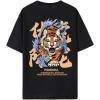 image:imageGORGLITTER Mens Japanese Letter Graphic Tee Top Oversized Short Sleeve Casual Aesthetic Print TShirtBlack Tiger  Letter