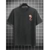 image:imageGORGLITTER Mens Japanese Letter Graphic Tee Top Oversized Short Sleeve Casual Aesthetic Print TShirtDark Grey Koi  Lotus