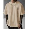 image:imageGORGLITTER Mens Japanese Letter Graphic Tee Top Oversized Short Sleeve Casual Aesthetic Print TShirtKhaki Letter  Flower