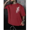 image:imageGORGLITTER Mens Japanese Letter Graphic Tee Top Oversized Short Sleeve Casual Aesthetic Print TShirtRed Sword  Cherry Blossom