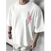 image:imageGORGLITTER Mens Japanese Letter Graphic Tee Top Oversized Short Sleeve Casual Aesthetic Print TShirtWhite Koi Fish  Samurai Sword
