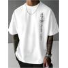 image:imageGORGLITTER Mens Japanese Letter Graphic Tee Top Oversized Short Sleeve Casual Aesthetic Print TShirtWhite Letter  Flower