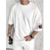 image:imageGORGLITTER Mens Japanese Letter Graphic Tee Top Oversized Short Sleeve Casual Aesthetic Print TShirtWhite Sakura  Samurai