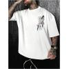 image:imageGORGLITTER Mens Japanese Letter Graphic Tee Top Oversized Short Sleeve Casual Aesthetic Print TShirtWhite Sword  Cherry Blossom