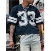 image:imageGORGLITTER Mens Jersey Shirts Oversized Baggy Mesh Tshirts Graphic Print Basketball Short Sleeve Tee Loose TopsDark Blue
