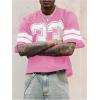 image:imageGORGLITTER Mens Jersey Shirts Oversized Baggy Mesh Tshirts Graphic Print Basketball Short Sleeve Tee Loose TopsPink