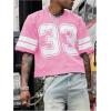 image:imageGORGLITTER Mens Jersey Shirts Oversized Baggy Mesh Tshirts Graphic Print Basketball Short Sleeve Tee Loose TopsPink
