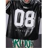 image:imageGORGLITTER Mens Leather Shirt Number Graphic Tees Half Short Sleeve Y2k Hop Hop Jersey Oversized Tshirt StreetwearBlack