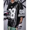 image:imageGORGLITTER Mens Leather Shirt Number Graphic Tees Half Short Sleeve Y2k Hop Hop Jersey Oversized Tshirt StreetwearBlack