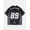 image:imageGORGLITTER Mens Leopard Jersey Shirt Graphic Mesh Short Sleeve V Neck Streetwear TopsBlack