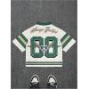 image:imageGORGLITTER Mens Leopard Jersey Shirt Graphic Mesh Short Sleeve V Neck Streetwear TopsGreen and White