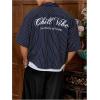 image:imageGORGLITTER Mens Letter Graphic Boxy Cropped Shirt Button Down Short Sleeve Loose Fit Streetwear Tops Y2KBlue