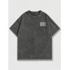 image:imageGORGLITTER Mens Letter Graphic Print T Shirts Round Neck Short Sleeve Loose Tee TopsBlack Bleached