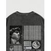 image:imageGORGLITTER Mens Letter Graphic Print T Shirts Round Neck Short Sleeve Loose Tee TopsBlack Bleached
