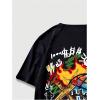image:imageGORGLITTER Mens Letter Graphic Print T Shirts Round Neck Short Sleeve Loose Tee TopsBlack Cartoon  Letter