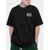 image:imageGORGLITTER Mens Letter Graphic Print T Shirts Round Neck Short Sleeve Loose Tee TopsBlack Figure
