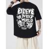 image:imageGORGLITTER Mens Letter Graphic Print T Shirts Round Neck Short Sleeve Loose Tee TopsBlack Heart
