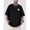 image:imageGORGLITTER Mens Letter Graphic Print T Shirts Round Neck Short Sleeve Loose Tee TopsBlack Heart
