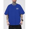 image:imageGORGLITTER Mens Letter Graphic Print T Shirts Round Neck Short Sleeve Loose Tee TopsRoyal Blue Figure
