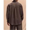 image:imageGORGLITTER Mens Linen Shirts Summer Casual Button Down Long Sleeve Lightweight Fall Trendy Shacket Collared Shirt TopsBrown