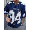 image:imageGORGLITTER Mens Number Letter Print Jersey Tees Tops Y2k Graphic Short Sleeve V Neck Summer Casual Oversized Tee ShirtBlue
