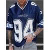 image:imageGORGLITTER Mens Number Letter Print Jersey Tees Tops Y2k Graphic Short Sleeve V Neck Summer Casual Oversized Tee ShirtBlue