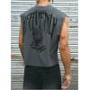 image:imageGORGLITTER Mens Oversized Cropped Tank Top Graphic Y2k Loose T Shirt Sleeveless Cool Streetwear Dark Grey XLarge