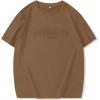 image:imageGORGLITTER Mens Oversized T Shirt Letter Graphic Short Sleeve Drop Shoulder Crewneck Tee TopsBrown