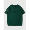 image:imageGORGLITTER Mens Oversized T Shirt Letter Graphic Short Sleeve Drop Shoulder Crewneck Tee TopsDark Green