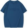 image:imageGORGLITTER Mens Oversized T Shirt Letter Graphic Short Sleeve Drop Shoulder Crewneck Tee TopsSolid Blue