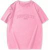 image:imageGORGLITTER Mens Oversized T Shirt Letter Graphic Short Sleeve Drop Shoulder Crewneck Tee TopsSolid Pink