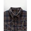 image:imageGORGLITTER Mens Plaid Cropped Button Up Shirt Casual Collared Short Sleeve Boxy Vacation Checkered Crop Tops StreetwearBlue