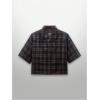 image:imageGORGLITTER Mens Plaid Cropped Button Up Shirt Casual Collared Short Sleeve Boxy Vacation Checkered Crop Tops StreetwearBlue
