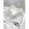 image:imageGORGLITTER Mens Plaid Cropped Button Up Shirt Casual Collared Short Sleeve Boxy Vacation Checkered Crop Tops StreetwearWhite
