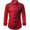 image:imageGORGLITTER Mens Polka Dots Casual Dress Shirts Button Down Long Sleeve Office Work Dress Tops Trendy Business OutfitRed