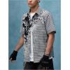 image:imageGORGLITTER Mens Shirts Checkered Button Down Graphic Print Plaid Boxy Short Sleeve Collar Vacation Dressy Casual TopsBlack and White