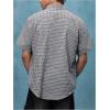 image:imageGORGLITTER Mens Shirts Checkered Button Down Graphic Print Plaid Boxy Short Sleeve Collar Vacation Dressy Casual TopsBlack and White