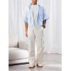 image:imageGORGLITTER Mens Striped Boxy Copped Shirt Pocket Patched Button Up Short Sleeve Baggy Cropped TopsBlue