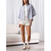 image:imageGORGLITTER Mens Striped Boxy Copped Shirt Pocket Patched Button Up Short Sleeve Baggy Cropped TopsBlue and White