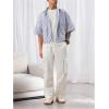 image:imageGORGLITTER Mens Striped Boxy Copped Shirt Pocket Patched Button Up Short Sleeve Baggy Cropped TopsBlue and White