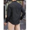 image:imageGORGLITTER Mens Striped Button Down Dress Shirt Long Sleeve Collar Office Work TopsBlack