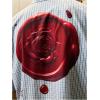 image:imageGORGLITTER Mens Striped Button Down Up Cropped T Shirt Short Sleeve Letter Summer Vacation Shirts Boxy Tees StreetwearBlue and Red